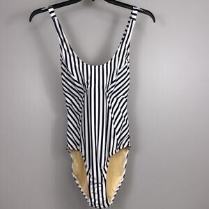New Cabana Life x Talbots Swimsuit Women's Size L Navy White Stripes UV